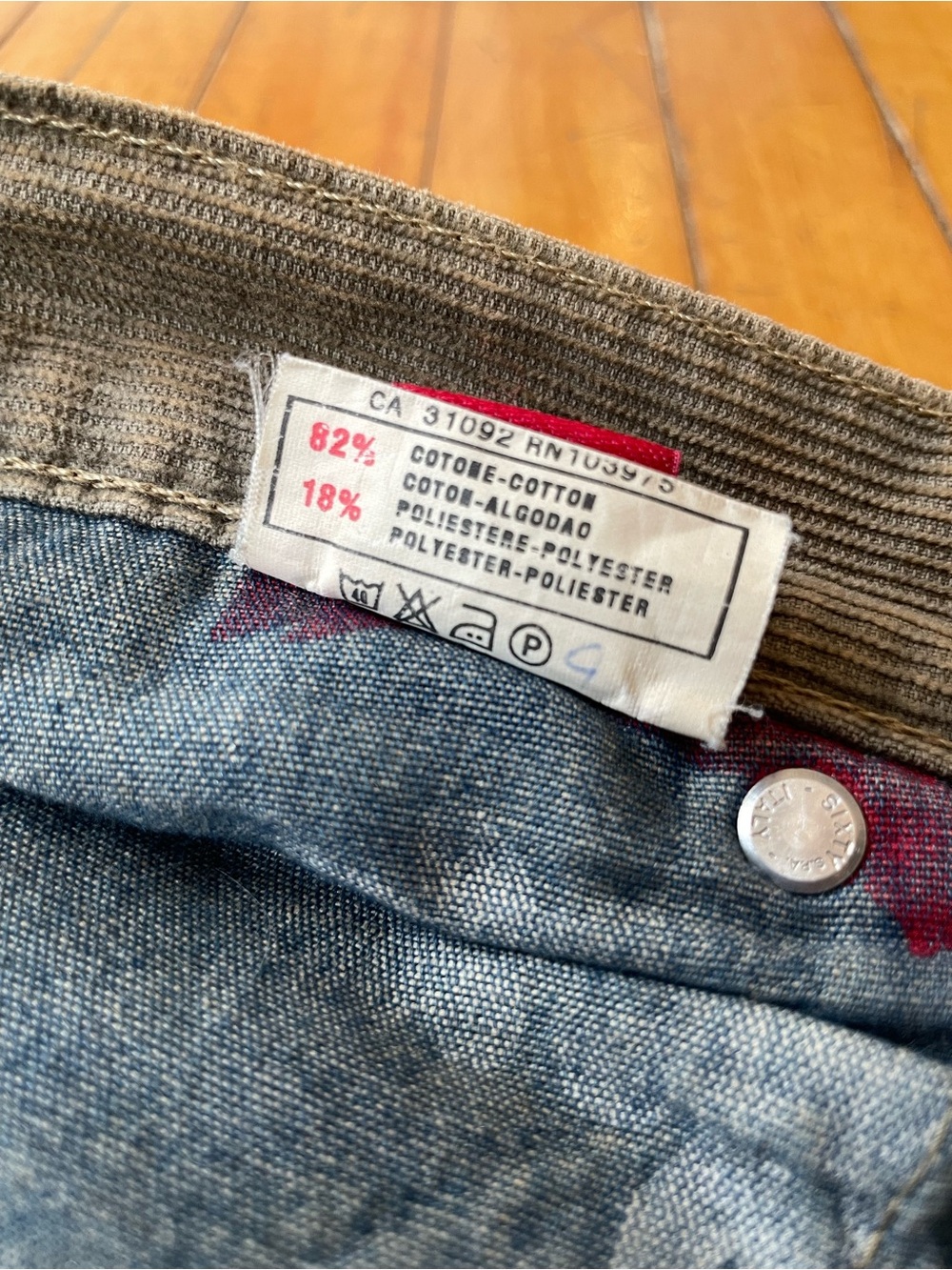 Y2K Miss Sixty Vintage Patchwork Love Flare Corduroy Jeans 26 Euro Hippy - Picture 11 of 16